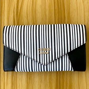 Guess black and white stripe wallet
